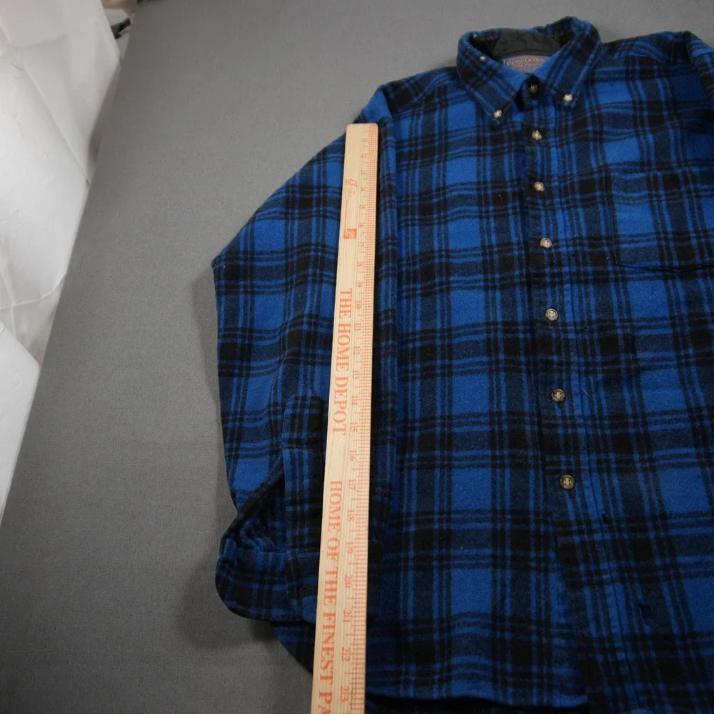 Thrashed Pendleton Vintage Wool Plaid Men Shirt S Blue Distressed Western Skate